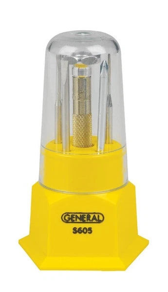 General Tools S-605 5 Tempered Steel/Plastic Blade Jewelers Screwdriver Set