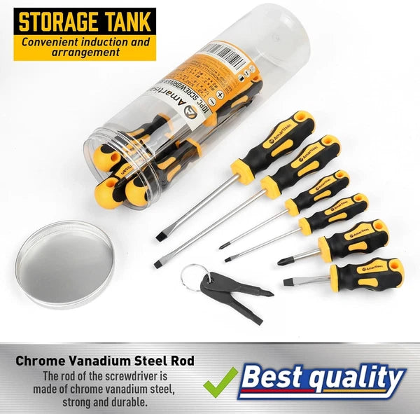 10-Piece Magnetic Screwdrivers Set 5 Phillips and 5 Slotted Tips Professional