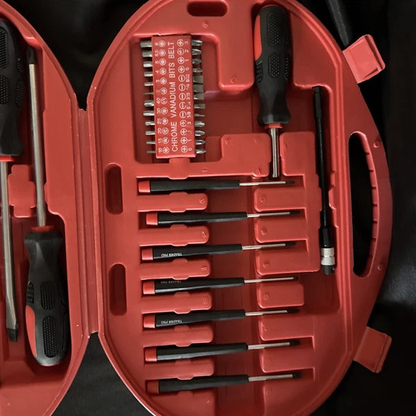 Trades Pro Screwdriver Set Flat Hex Philips Pozi Trox Bits tip Holder Case