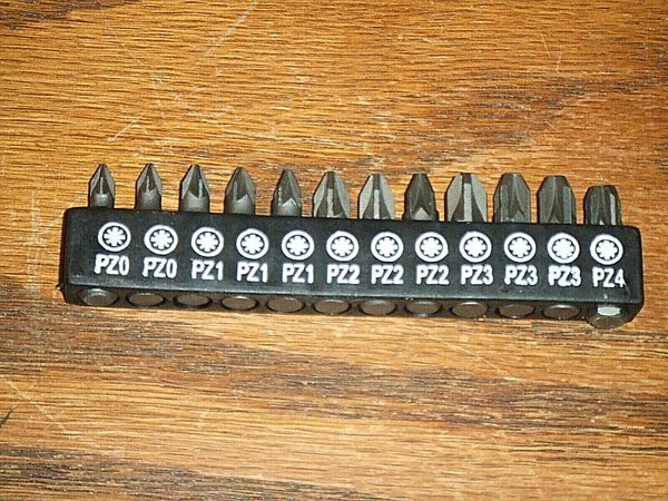 UNBRANDED 12 TIP SCREWDRIVER BIT SET 1/4 IN HEX DRIVE PZ PHILIPS CRAFTSMAN