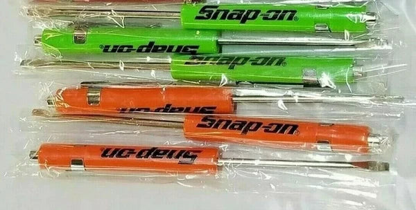 (150) SNAP ON Pocket Screwdrivers Flat Tip Magnet End, Mixed ORANGE & GREEN NEW