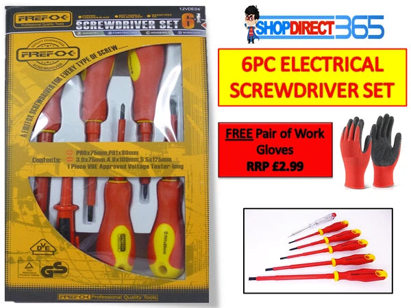 Electrician Screwdriver Set 6 Piece Electrical Fully Insulated VDE Magnetic Tips