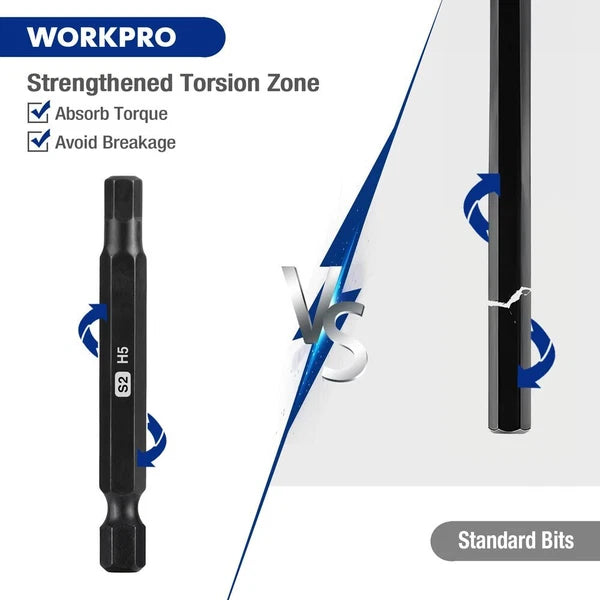 WORKPRO 20PC Hex Head Allen Wrench Drill Bit Set Magnetic Metric SAE Hex Bit Set