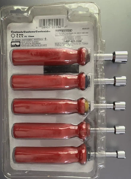 Powerbuilt 5pc Metric Stubby Nut Driver Set 646523 Sealed