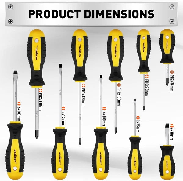 11-piece Magnetic Screwdriver Set with Case, 5 Phillips & 5 Flat Head