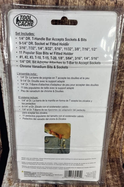 New Tool Cache T-Bar Driver 24 pc set Chrome Vanadium Sockets And Popular Bits