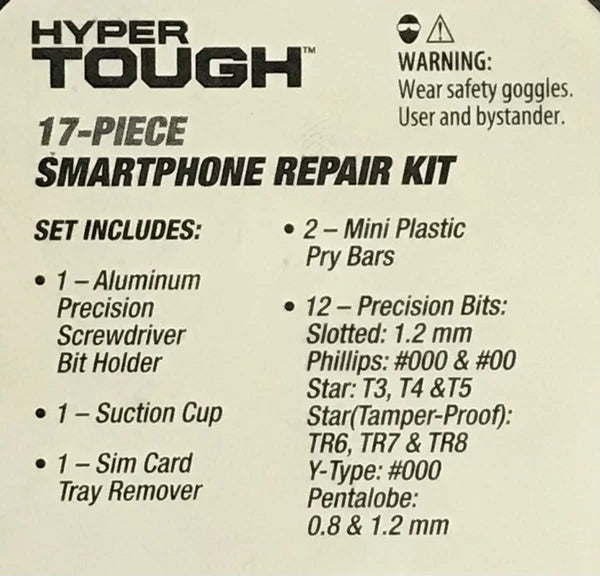 Hyper Tough - Smart Phone Repair Tool Kit 17 Piece Set Screw Driver Torx
