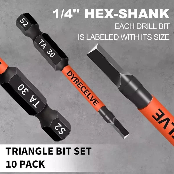 10-Pack Triangle Screwdriver Set Premium Steel Triangle Bit Long Magnetic Head