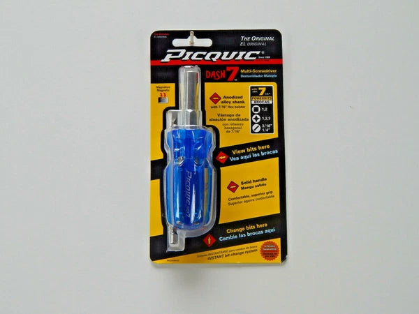 PICQUIC DASH 7 Screwdriver - Multi Bit with 7 Hex Powerbits - Electric Blue