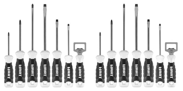 HART 2-Pk 6pc Screwdriver Set +Bottle Opener, Magnetic Tip, Philips, Flathead 🆕