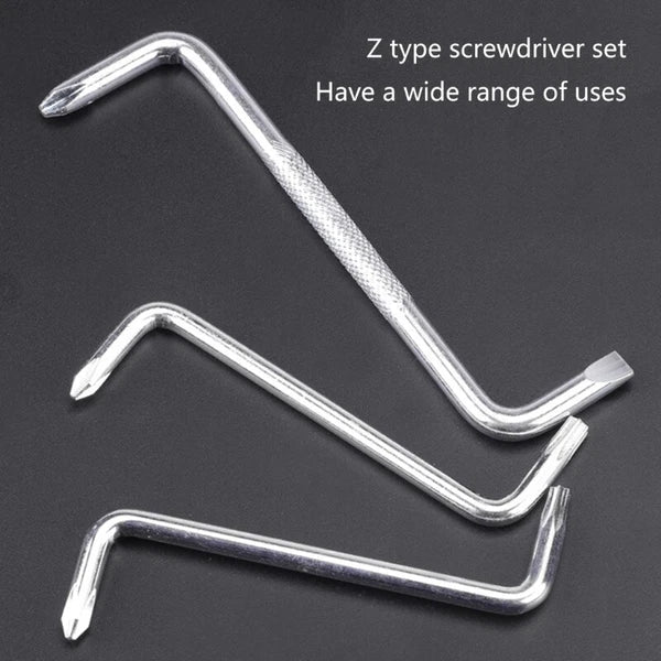 (Pack of 3) Screwdriver Set 3 Pieces ZType Double Head Offset Screwdrivers Set