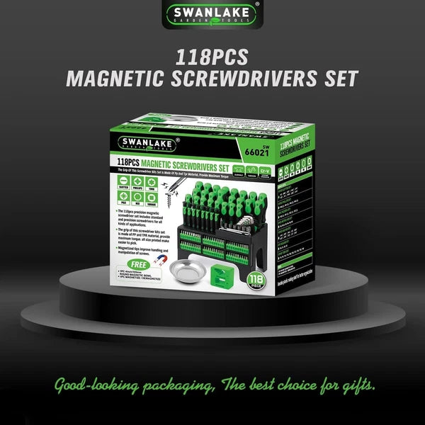 SWANLAKE 118PCS Magnetic Screwdrivers Set With Plastic Ranking,Tools For Men (11