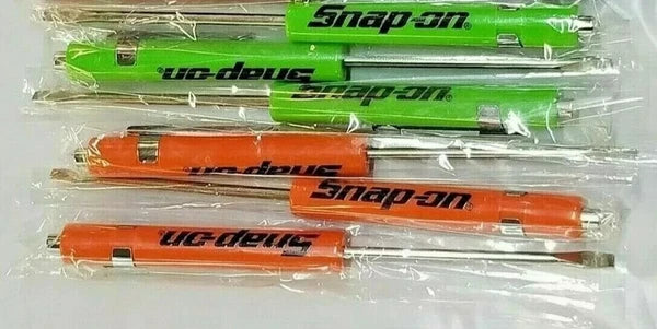 (150) SNAP ON Pocket Screwdrivers Flat Tip Magnet End, Mixed ORANGE & GREEN NEW