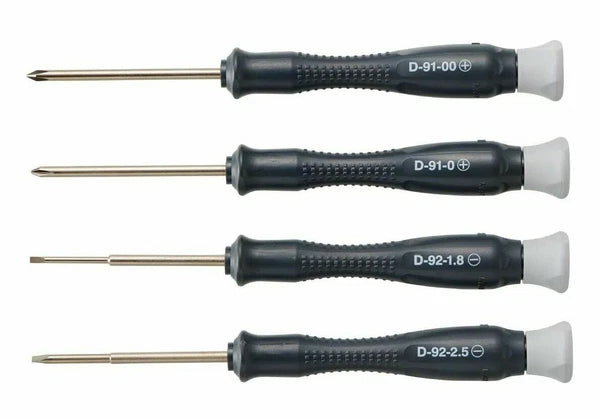 HOZAN ESD PRECISION SCREWDRIVER 4 SIZE SET (No.00/No.0/1.8×0.3/2.5×0.35) D-912