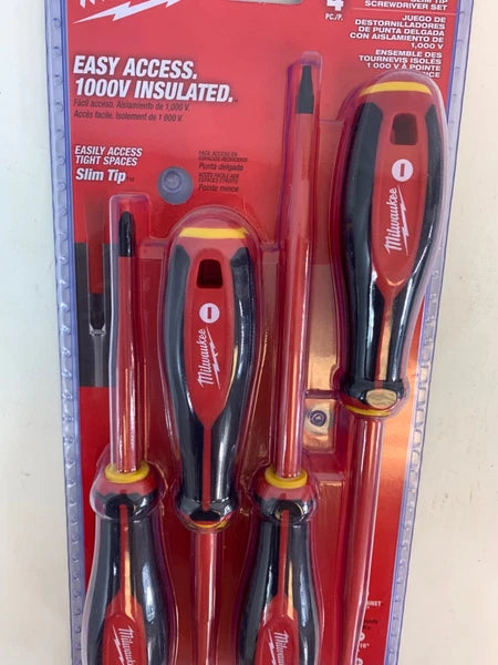 NEW Milwaukee 48-22-2219 1000V Insulated Slim Tip Screwdriver Set 4Pc NEW
