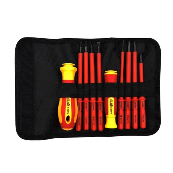 10Pcs Interchangeable Blade VDE Insulated Screwdriver Set with Case Magnetic