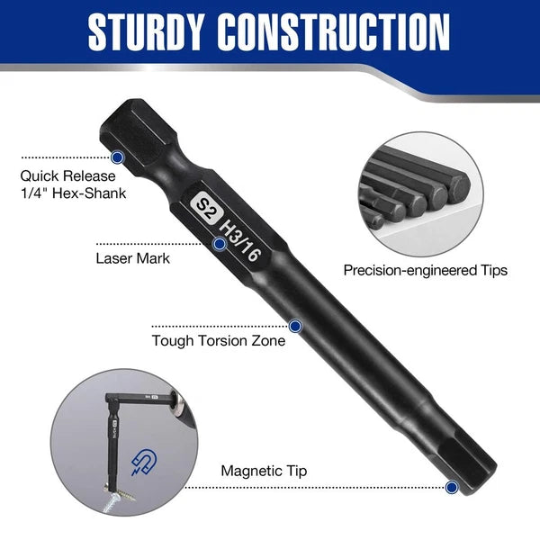 WORKPRO 20pcs Hex Head Allen Wrench Drill Bit Set Metric and SAE Hex Bits New