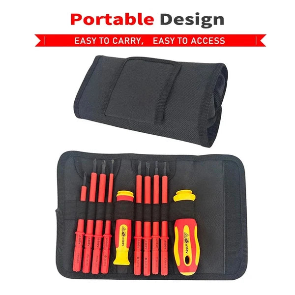 10Pcs Interchangeable Blade VDE Insulated Screwdriver Set with Case Magnetic