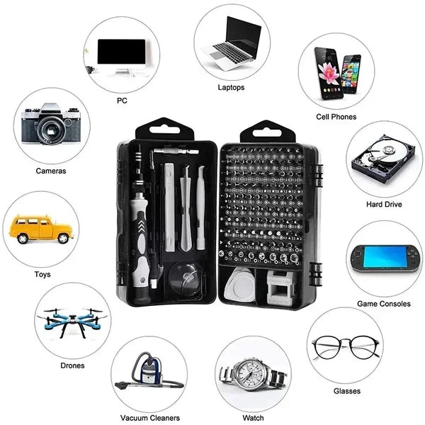 Car 1 Set Precision Screwdriver Set With 115 Magnetic Bits Electronics Tool Kit