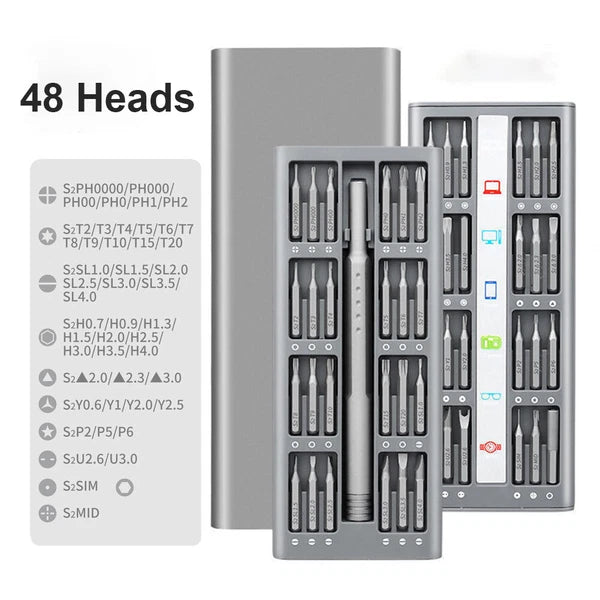 48 IN 1 Magnetic Mini Precision Screwdriver Set with Aluminum Case for PC Phone