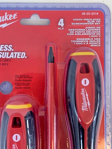 NEW Milwaukee 48-22-2219 1000V Insulated Slim Tip Screwdriver Set 4Pc NEW