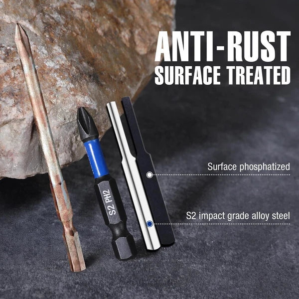 WORKPRO 12pcs PH2 Impact Phillips Screwdriver Bit Set CNC Machined S2 Steel Tips