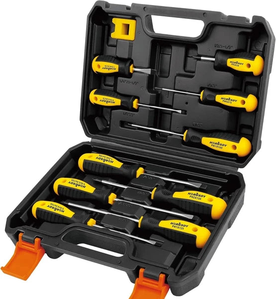 11-piece Magnetic Screwdriver Set with Case, 5 Phillips & 5 Flat Head