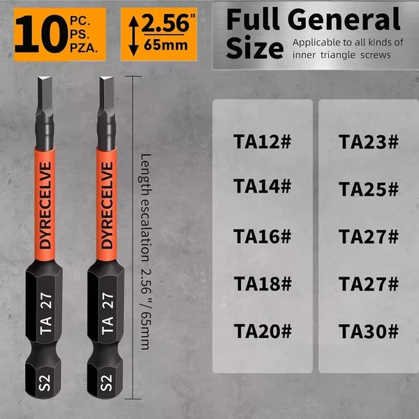 10-Pack Triangle Screwdriver Set Premium Steel Triangle Bit Long Magnetic Head