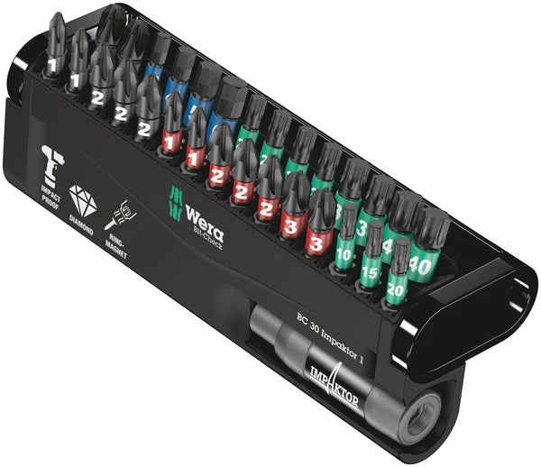 Wera Bit-Check 30 Impaktor 1 30 Piece Impact Screwdriver Bit Set - 057690