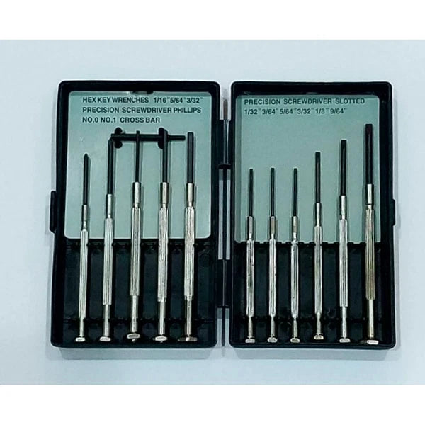 Kingman 11 Piece Precision Screwdriver Set w/case and Included NO.0  N1 Crossbar