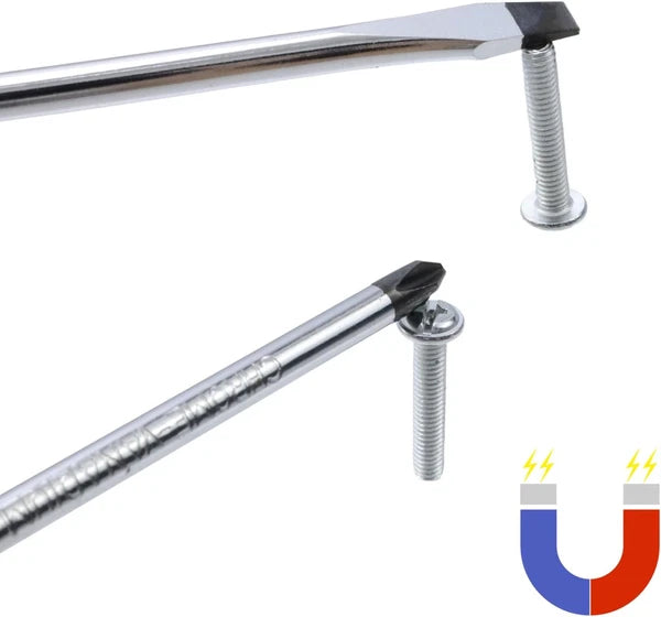 Magnetic Screwdriver Set 2 PCS, Magnetic 5Mm Phillips and Flat Head Tips Screwdr