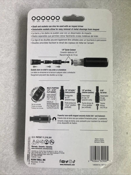 Klein Tools 32900R 7-in-1 Impact Flip Socket Set with Handle - 7 Piece NEW