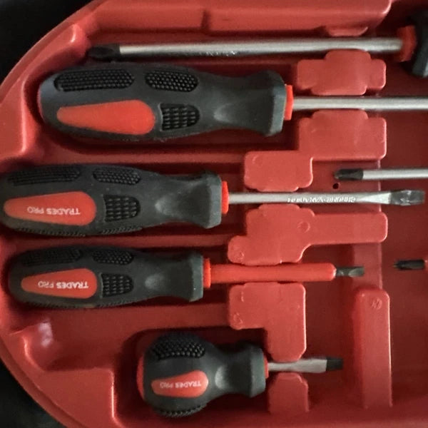 Trades Pro Screwdriver Set Flat Hex Philips Pozi Trox Bits tip Holder Case