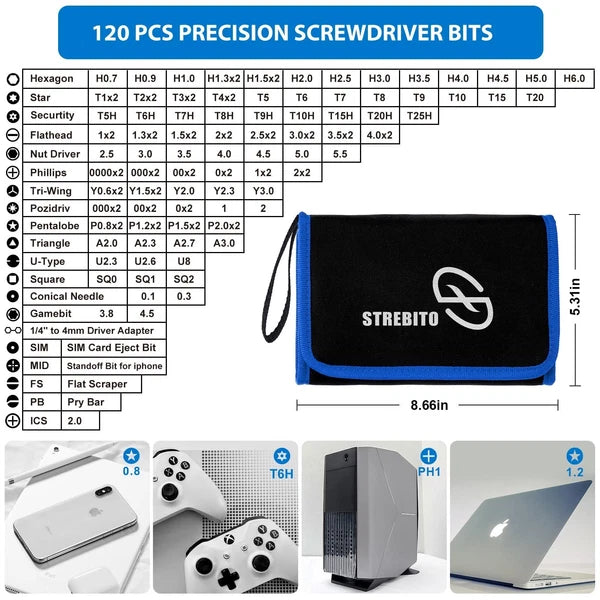 STREBITO Electronics Precision Screwdriver Sets 142-Piece with 120 Bits Magne...