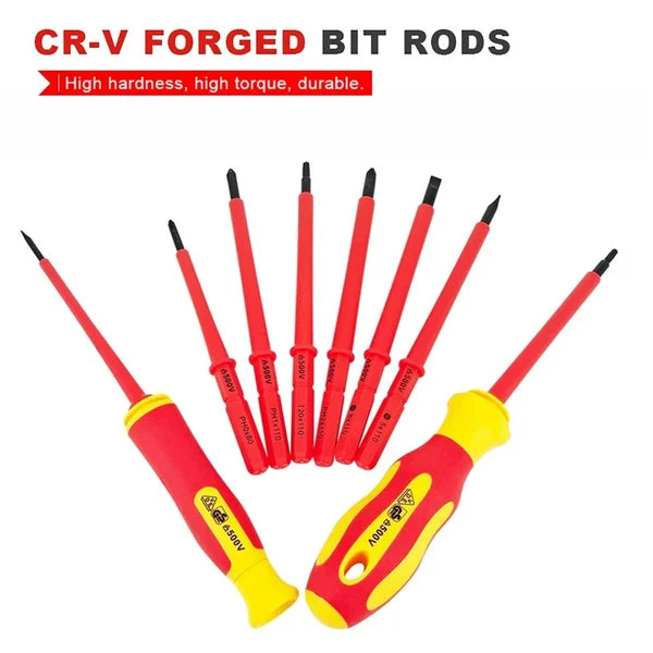 10Pcs Interchangeable Blade VDE Insulated Screwdriver Set with Case Magnetic