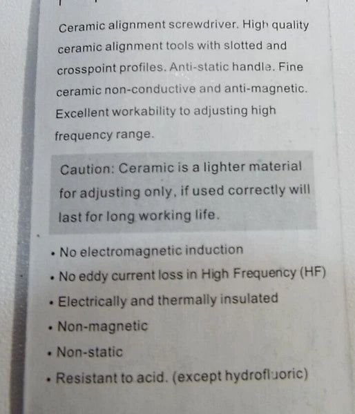 QTY10 Ceramic Tuning alignment Screw driver Non conductive Non magnetic ESD TOOL