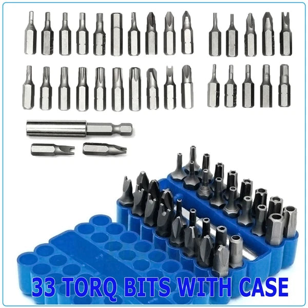 33PCS 1/4" Hex Head Drill Torx Bit Sets Tamper Security Extension Screwdriver