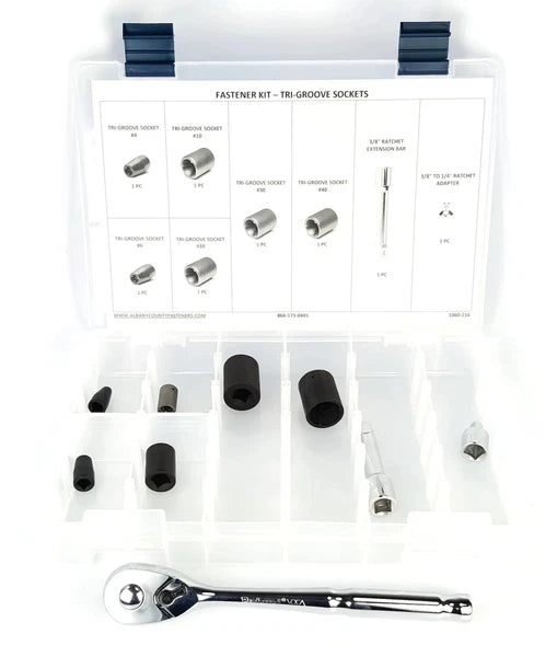Tri Groove Tamper Proof Driver Socket Master Kit with Ratchet - Sizes #4 - #40