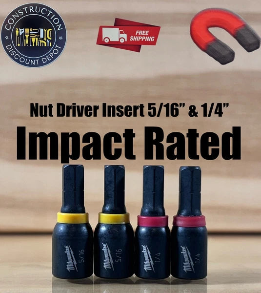 Milwaukee SHOCKWAVE Impact Duty Insert Magnetic Nut Driver Set 4Pcs 1/4" 5/16"