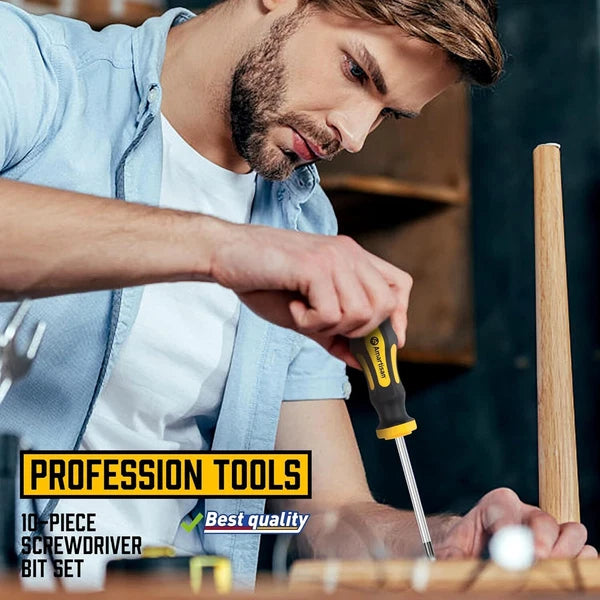 10-Piece Magnetic Screwdrivers Set 5 Phillips and 5 Slotted Tips Professional