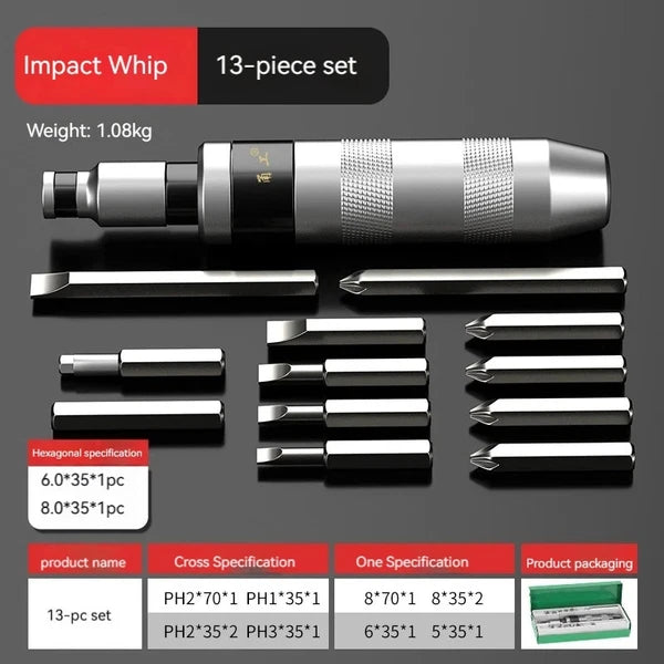 7/13 PCS Impact Screwdriver Hand Manual Reversible Impact Driver Set Durable