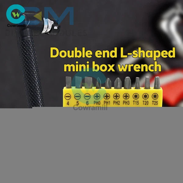 Dual Head L-shaped Socket Wrench 1/4" 6.35mm Screwdriver Bits Kit Bit Drill Set