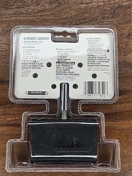 Black & Decker Screwdriver Bit Handy Driver Set Magnetic Bit Holder 71-820 New