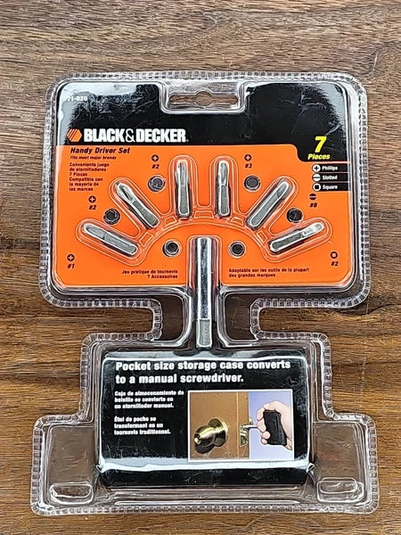 Black & Decker Screwdriver Bit Handy Driver Set Magnetic Bit Holder 71-820 New